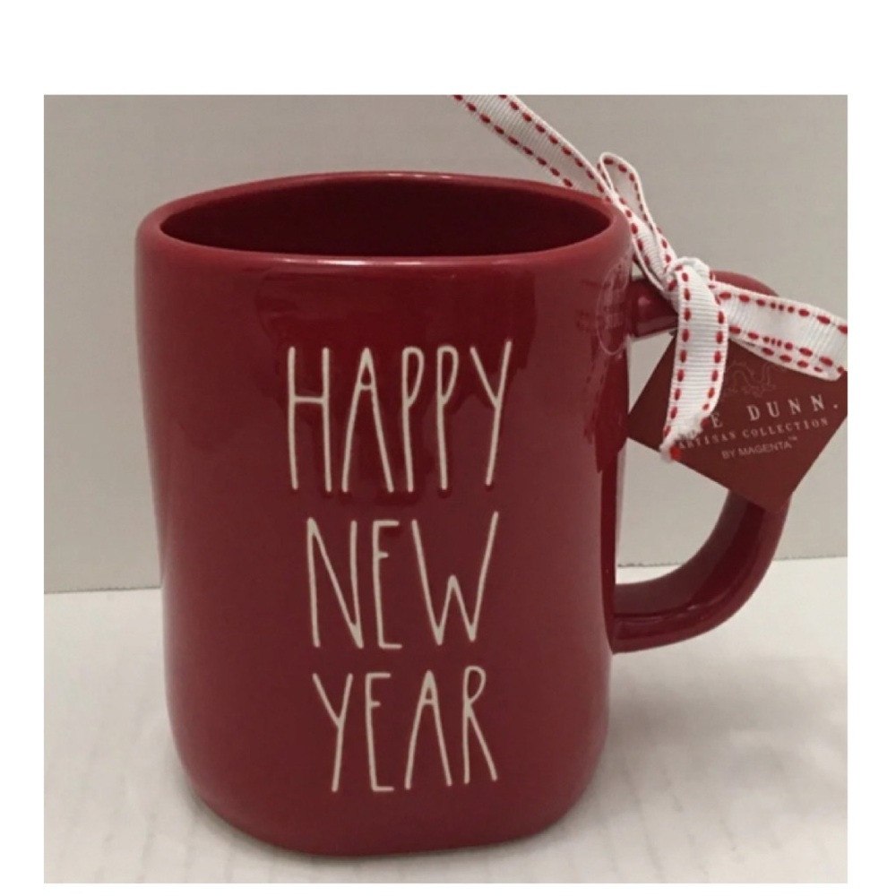 NEW Rae Dunn Red Happy New Year Mug With Dragon 🐉  Double Sided Red